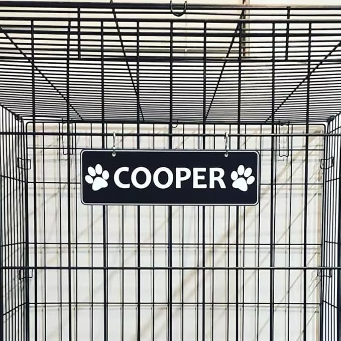 Personalized Kennel Name Plate Dog Paw Crate Pet Tag Doghouse Sign by Custom