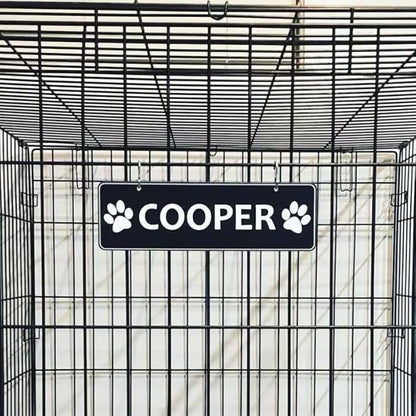 Personalized Kennel Name Plate Dog Paw Crate Pet Tag Doghouse Sign by Custom