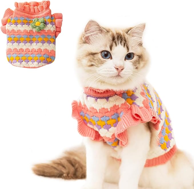 Small Dog Sweater, Knitted Tulip Cat Sweater, Warm Thick Holiday Puppy Clothes by Anelekor