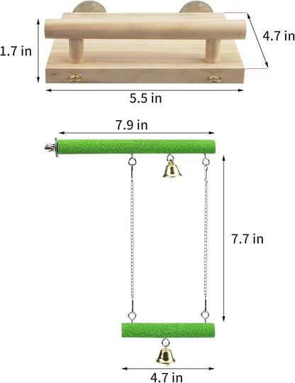 Bird Perches for Cage, Natural Wood Platform Bird Swing Bird Perch Stand Paw - Image 2