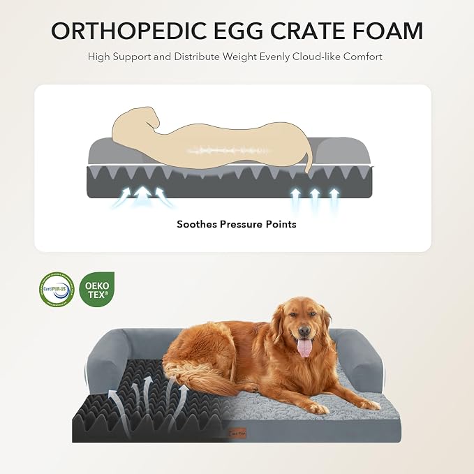 Orthopedic Dog Beds for Large Sized Dogs, Waterproof Egg Crate Foam Large Dog - Image 2