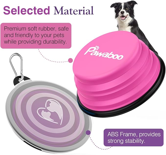 Pawaboo Collapsible Dog Bowls 2 Pack, Silicone Feeding Watering Bowls - Image 7