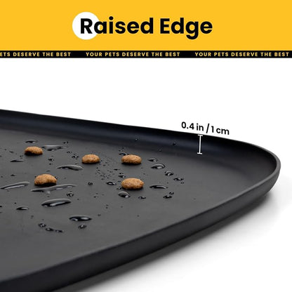 Silicone Dog Food Mat with Side Pocket & Hook Hole, Soft Raised Edges, Easy - Image 5