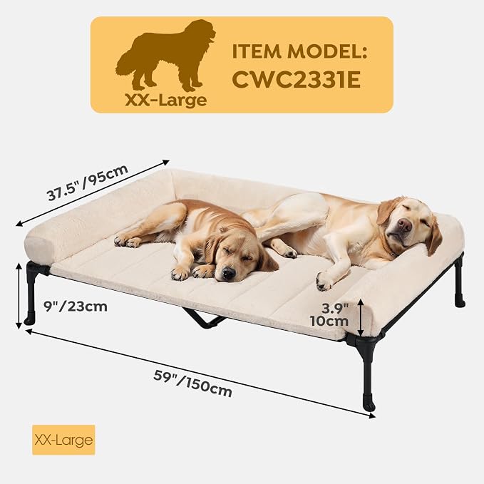 Veehoo Orthopedic Elevated Dog Bed + Removable Fluffy Pillow-Top Mat, Plush - Image 2
