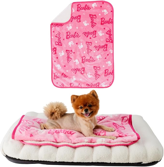 Franco Pet Barbie Super Soft Cozy Waterproof Sherpa-Backed Blanket Throw by Franco