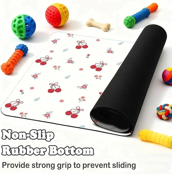 Dog Food Mat for Pet Cat Food Mat, Cherry Absorbent Quick Dry Dog Bowl Mats for - Image 4