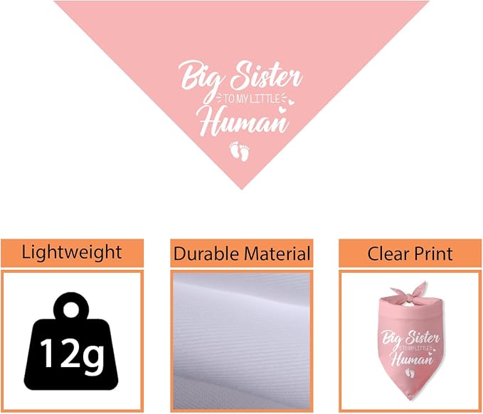 Baby Announcement Dog Bandana Big Sister to My Little Human Gender Reveal - Image 3