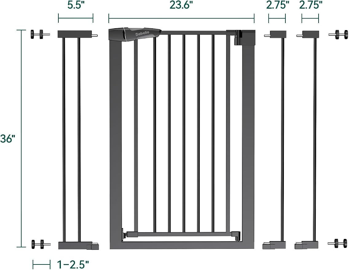 BABELIO 36" Tall Baby Gate, 26-40" Wide Auto Close Pet Gate, PressGuard C5 - Image 7