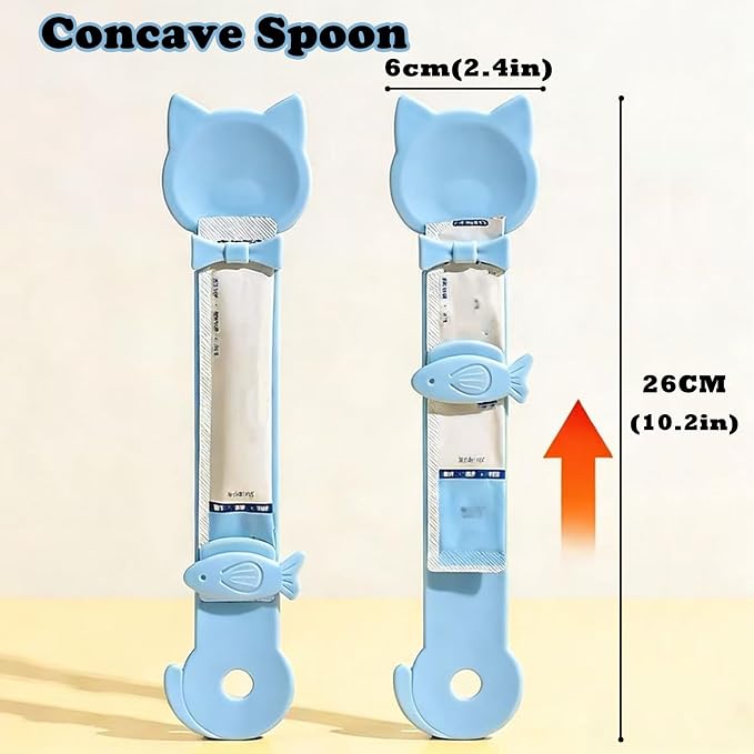 Cat Treat Spoon & 3 Pcs Can Lids | Cat Strip Feeder Squeeze - Image 2