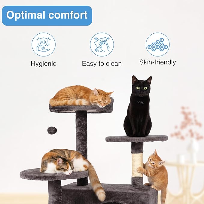FDW | 54" Cat Tree Tower | Purple Gray | Multi-Level Indoor Activity Center - Image 6