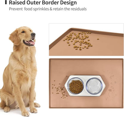 Dog Food Mat, Silicone Waterproof Food Tray, Non Slip Pet Bowl Mats Placemat - Image 3