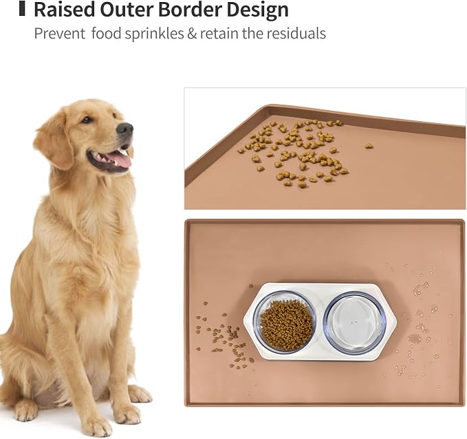 Dog Food Mat, Silicone Waterproof Food Tray, Non Slip Pet Bowl Mats Placemat - Image 3