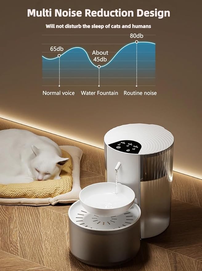 Wireless Cat Water Fountain No Filters, 3.5L Automatic Wastewater Separation - Image 7