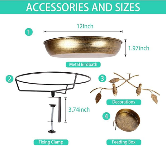 Metal Deck Mounted Bird Bath - Image 2