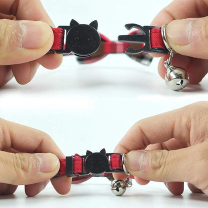 Cat Collar Breakaway with Bell and Bow Tie, Plaid Design Adjustable Safety - Image 4