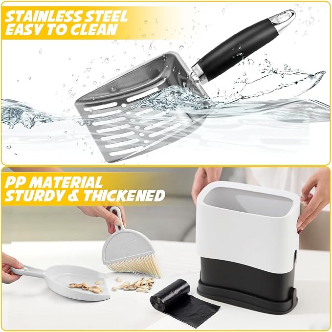 Cat Litter Scooper with Holder, Stainless Steel Cat Litter Scoop, Kitty Poop - Image 5