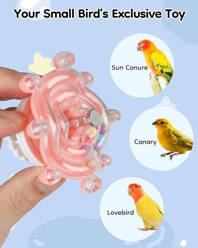 Pawfly 2 Pcs Bird Toys for Parakeets, Spinning Wheel Chew Toys, Interactive - Image 8