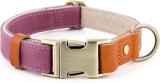 Plutus Pet Genuine Leather & Hemp Dog Collar – Adjustable Heavy Duty Pet Collar by PLUTUSPET