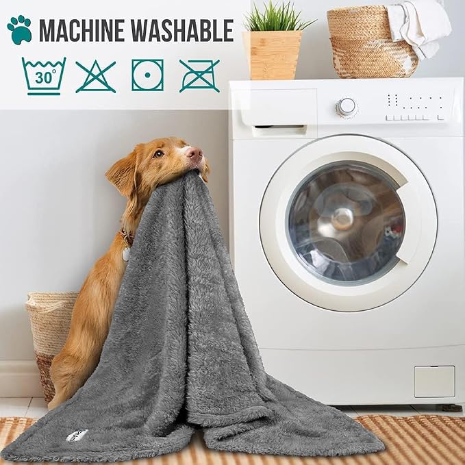 PetAmi Dog Blanket for Large Medium Dogs Grey, Fluffy Soft Puppy Blanket - Image 6
