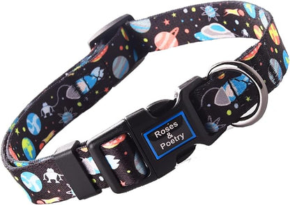 Roses&Poetry Dog Collar with Colourful Star Patterns, Adjustable Durable Puppy by RosesPoetry