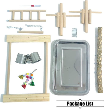PINVNBY Bird Playground Parrot Playstand Birds Play Stand Wood Exercise Perch - Image 2