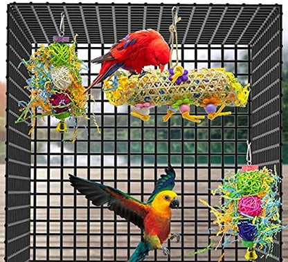 EBaokuup 3Pack Bird Chewing Toys Foraging Shredder Toy Parrot Cage Bird Loofah - Image 4
