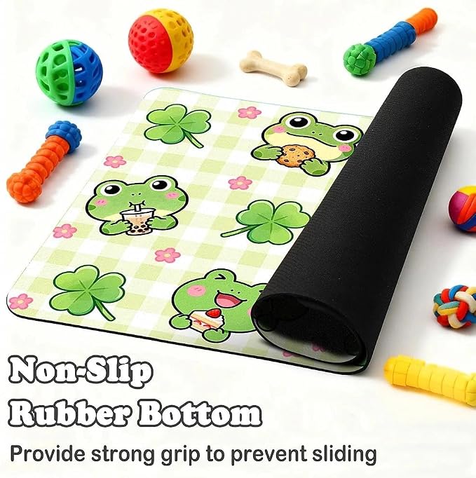 Dog Food Mat for Pet Cat Food Mat, Cute Frog Absorbent Quick Dry Dog Bowl Mats - Image 3