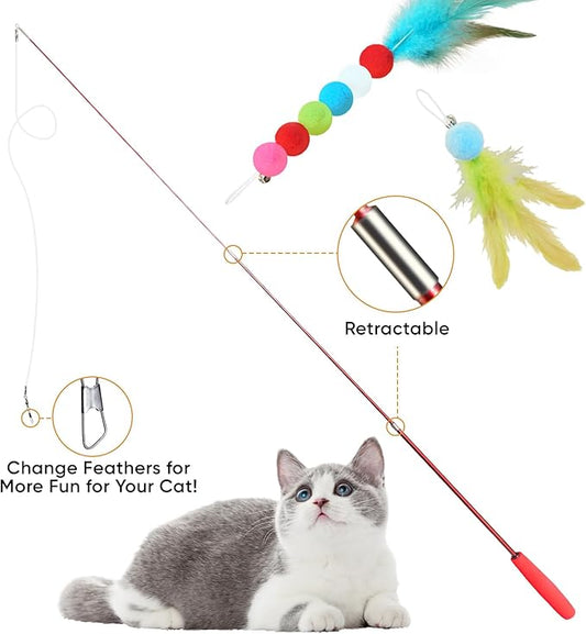 Cat Toys for Indoor Cats, 13 Packs Interactive Cat Wand Toy Set - Image 2