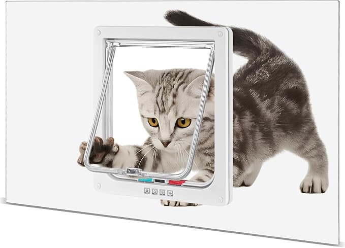 Cat Door for Window, 4 Locking Modes for Safety Cat Window Door, Fits 14"-28" - Image 3
