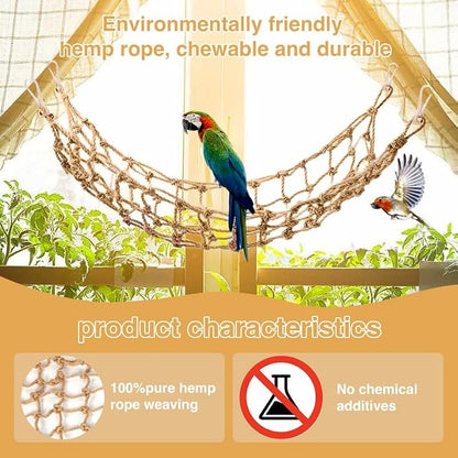 2 Packs Natural Bird Rope Net Parrot Swing Hammock - Image 5