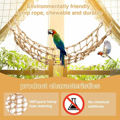 2 Packs Natural Bird Rope Net Parrot Swing Hammock - Image 5