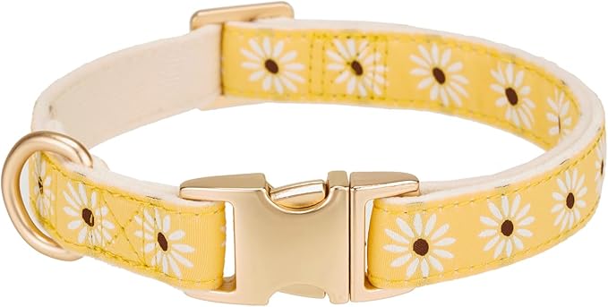 Woven Dog Collar with Metal Buckle Adjustable Jacquard Retro Dog Collars by YUDOTE