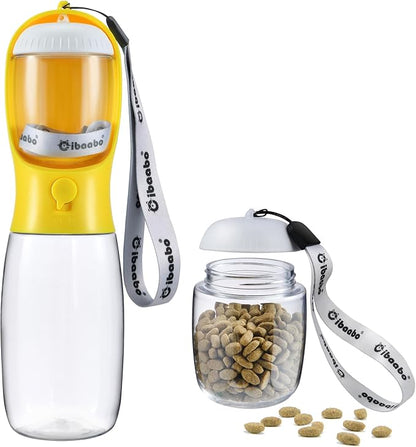 Dog Water Bottle with Food Container, Travel Puppy Water Bowl, Portable Pet by Cibaabo