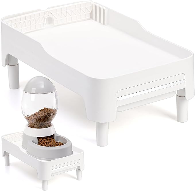 YOUEON Raised Pet Feeder Stand for Cats and Dogs Neck Health, Adjustable Height by YOUEON