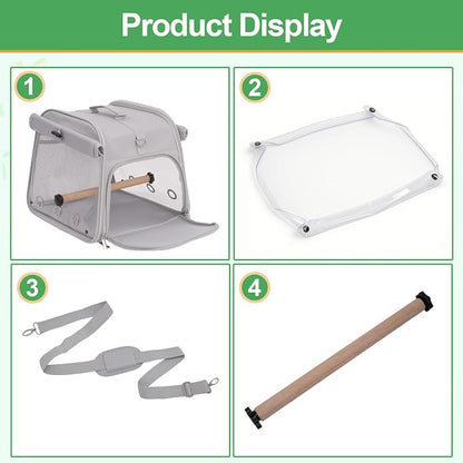 Portable Small Bird Travel Cage Carrier, Parrot Parakeet Cockatiels Bird Travel - Image 3