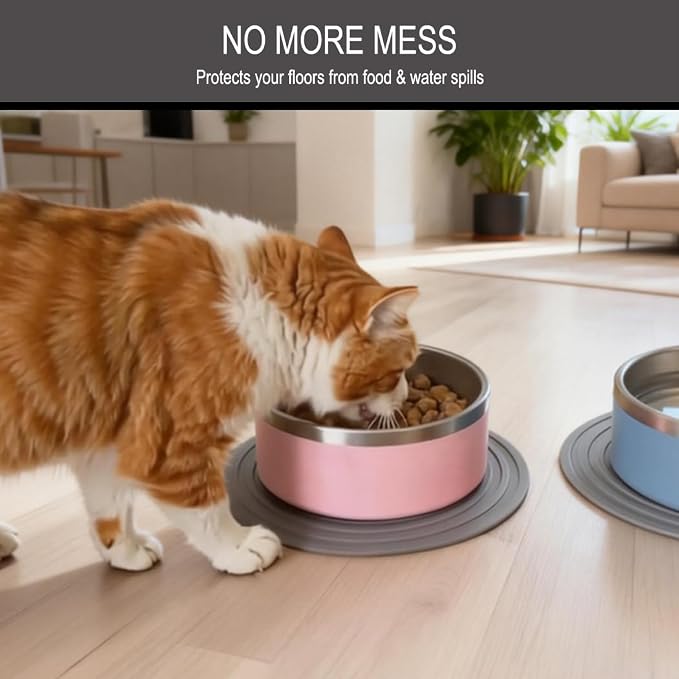 2 Pack Silicone Pet Food Mat, Small Rubber Mat - Image 2