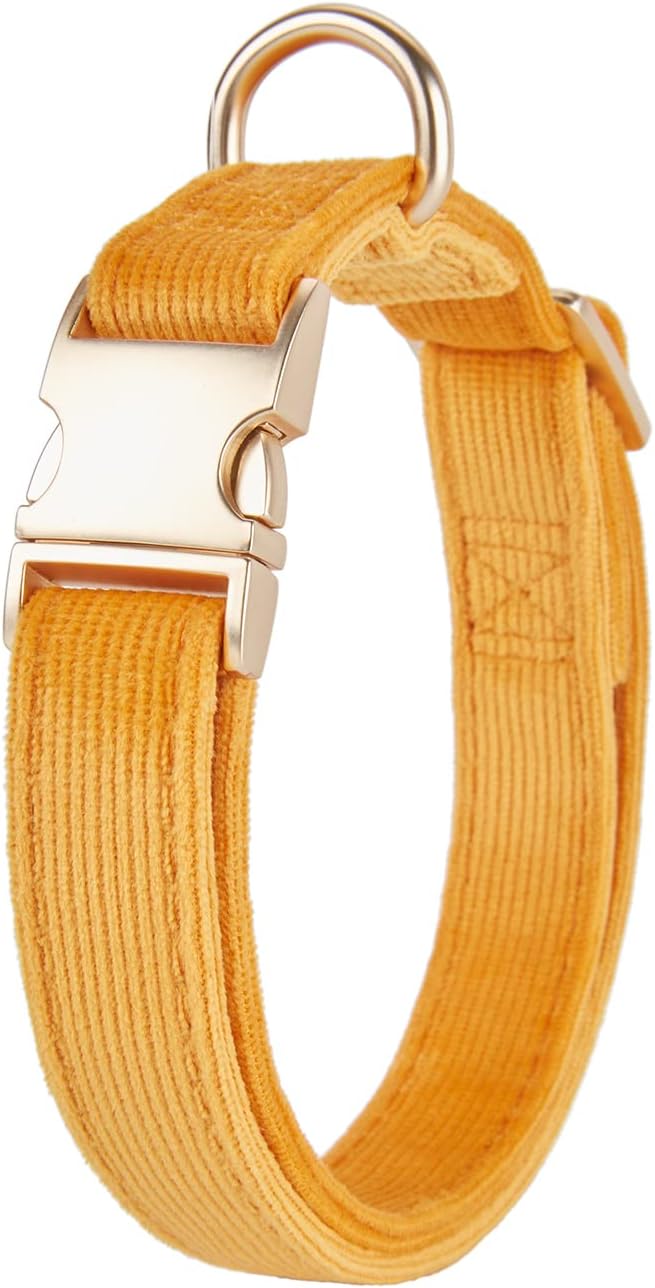 Soft Cotton Dog Collar with Metal Buckle Adjustable Heavy Duty Comfy Corduroy - Image 4