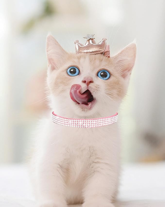 Cat Collars for Girl Cats with Rhinestone Soft Velvet, Breakaway Cat Collars - Image 2