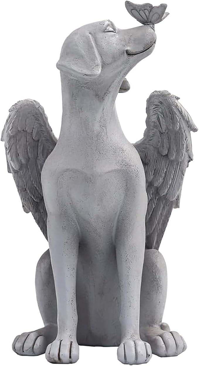 Angel Figurine Memorial Pet Puppy Dog Butterfly Stone Statue by Holiberty