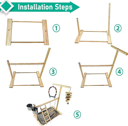 Hamiledyi Bird Playground Parrots Play Stand Natural Wooden Parrot Perch Gym - Image 8