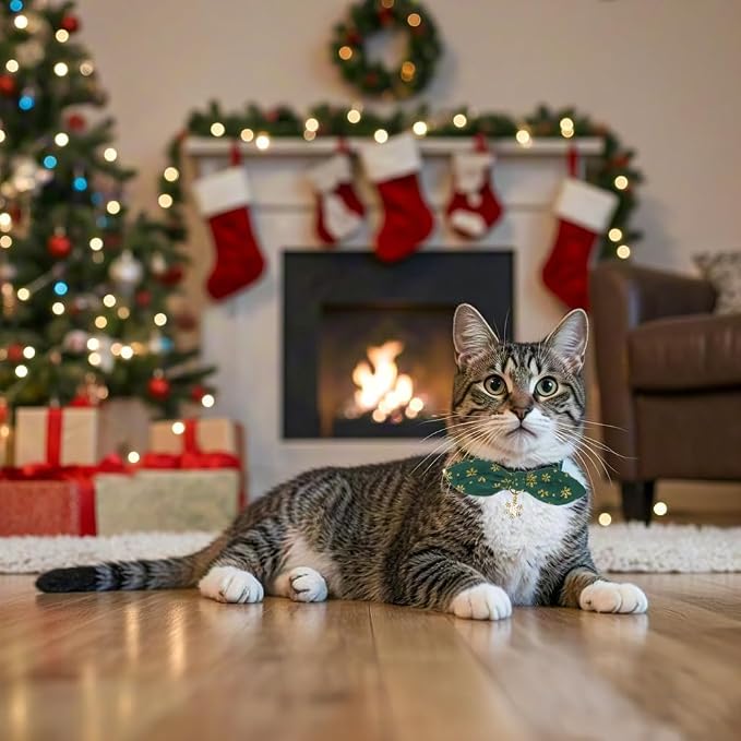 Bunny Ear Christmas Bowtie Cat Collar - Image 6