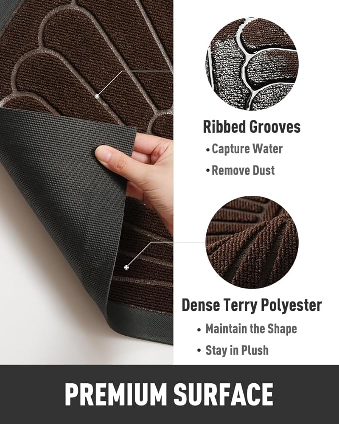 tchdio Door Mat Outdoor Indoor Entrance Doormat-Semicircular Durable Rubber Non - Image 5