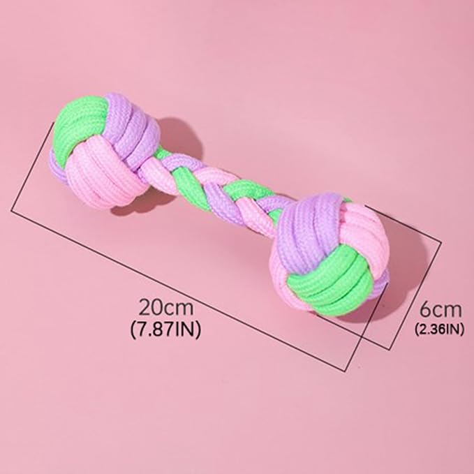Candy Colored Rope Woven Toy, Durable Dumbbell Design Pet Teeth Grinding Mouth - Image 3
