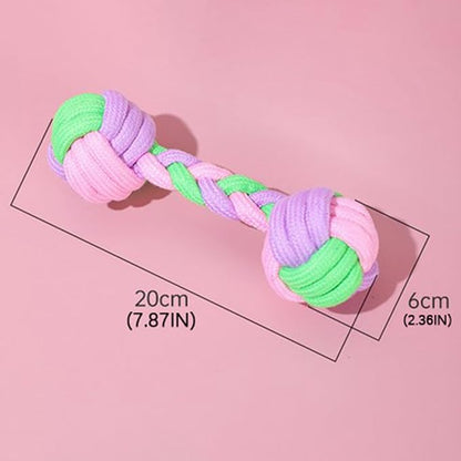 Candy Colored Rope Woven Toy, Durable Dumbbell Design Pet Teeth Grinding Mouth - Image 2