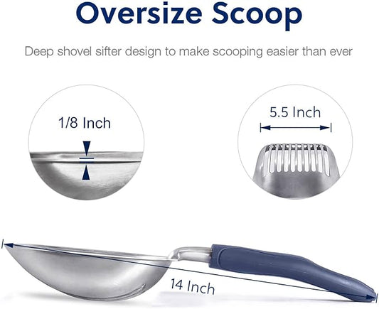 WePet Cat Litter Scoop, Aluminum Alloy Sifter, Kitty Metal Scooper, Deep Shovel - Image 2