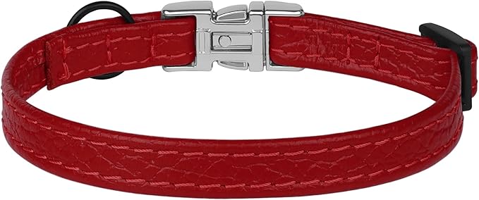 Leather Cat Collar with Buckle and Removable Bell - Image 9