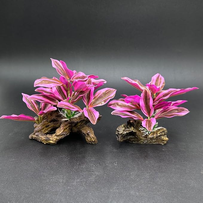 Smoothedo-Pets Fish Tank Decorations Aquarium Decor Ornaments Betta Pink Leaf - Image 6