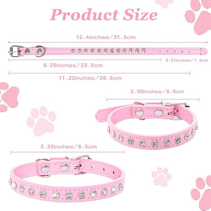 Small Dog Collars Bling Puppy Collars Diamond Pet Collars PU Leather Sparkly - Image 2