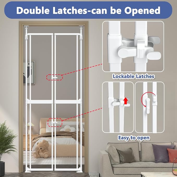 71-98" Clear Tall Cat Pet Gate, 33.5-36 in Wide Extra High Dog Gates - Image 7