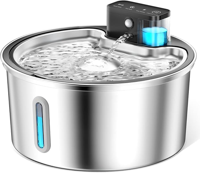 Wireless Cat Water Fountain Stainless Steel by PawPoll